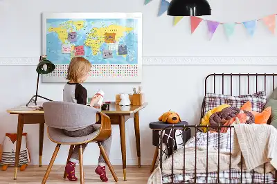 Magnetisk skrivetavle med verdenskort-motiv