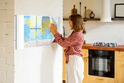 Magnetisk skrivetavle med verdenskort-motiv