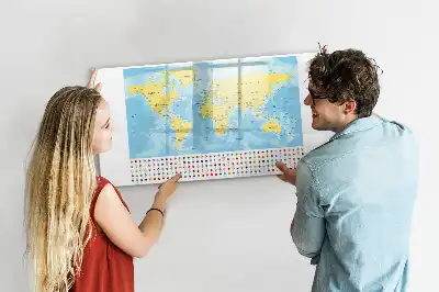 Magnetisk skrivetavle med verdenskort-motiv
