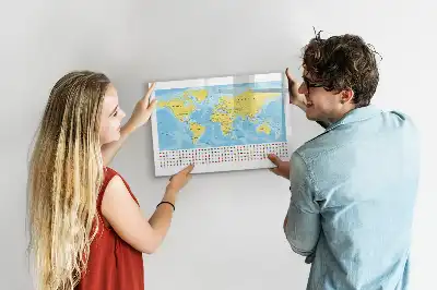 Magnetisk skrivetavle med verdenskort-motiv