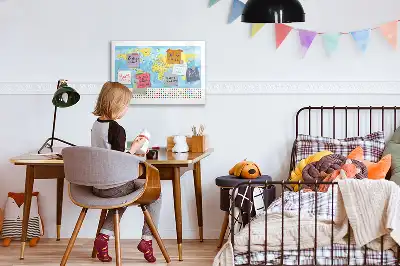 Magnetisk skrivetavle med verdenskort-motiv