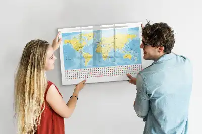 Magnetisk skrivetavle med verdenskort-motiv