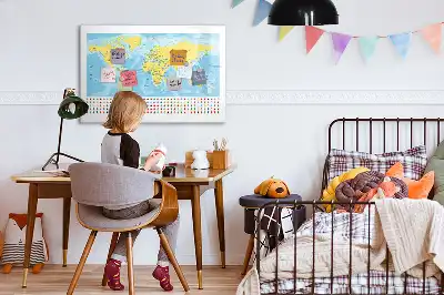 Magnetisk skrivetavle med verdenskort-motiv