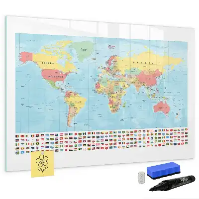 Geografisk verdenskort magnetisk skrivetavle