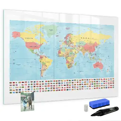 Geografisk verdenskort magnetisk skrivetavle