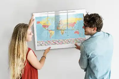 Geografisk verdenskort magnetisk skrivetavle