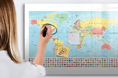 Geografisk verdenskort magnetisk skrivetavle