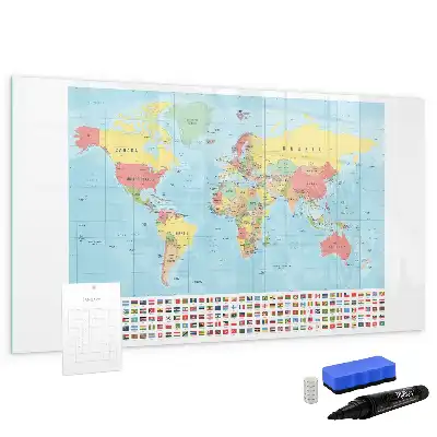 Geografisk verdenskort magnetisk skrivetavle