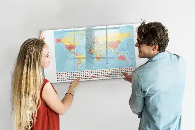 Geografisk verdenskort magnetisk skrivetavle