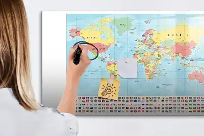 Geografisk verdenskort magnetisk skrivetavle