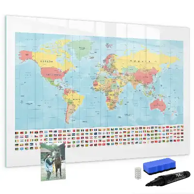 Geografisk verdenskort magnetisk skrivetavle