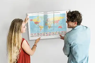 Geografisk verdenskort magnetisk skrivetavle