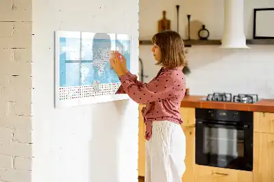 Magnetisk skrivetavle med motiv af kontinentkort