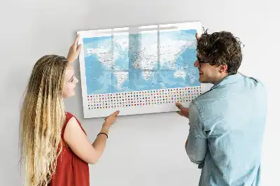 Magnetisk skrivetavle med motiv af kontinentkort