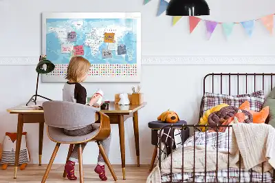 Magnetisk skrivetavle med motiv af kontinentkort