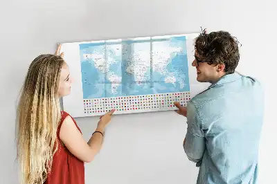 Magnetisk skrivetavle med motiv af kontinentkort