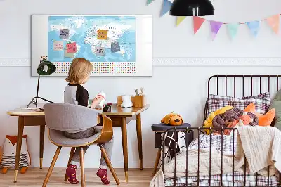 Magnetisk skrivetavle med motiv af kontinentkort