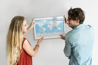 Magnetisk skrivetavle med motiv af kontinentkort