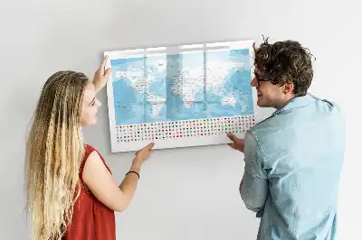 Magnetisk skrivetavle med motiv af kontinentkort