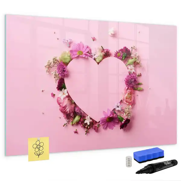 Magnetisk tegnetavle motiv med hjerte af blomster