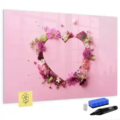 Magnetisk tegnetavle motiv med hjerte af blomster