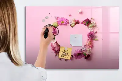 Magnetisk tegnetavle motiv med hjerte af blomster