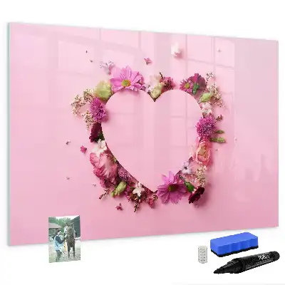 Magnetisk tegnetavle motiv med hjerte af blomster