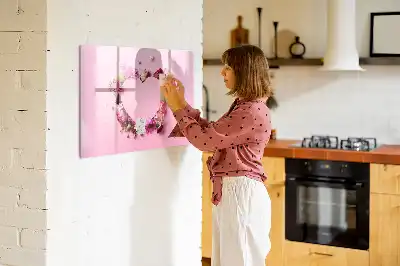Magnetisk tegnetavle motiv med hjerte af blomster