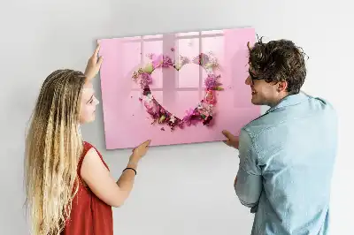 Magnetisk tegnetavle motiv med hjerte af blomster