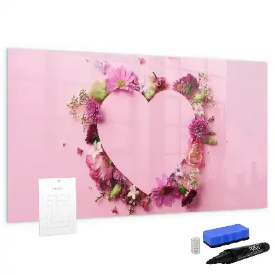 Magnetisk tegnetavle motiv med hjerte af blomster