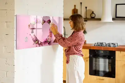 Magnetisk tegnetavle motiv med hjerte af blomster