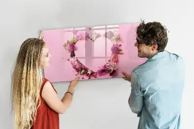 Magnetisk tegnetavle motiv med hjerte af blomster