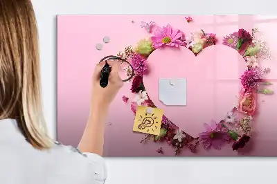 Magnetisk tegnetavle motiv med hjerte af blomster
