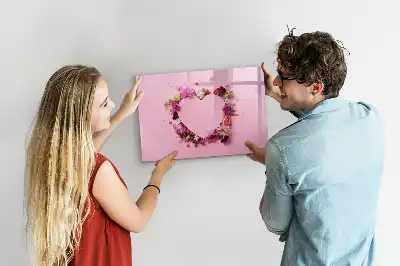 Magnetisk tegnetavle motiv med hjerte af blomster