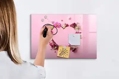 Magnetisk tegnetavle motiv med hjerte af blomster