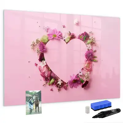 Magnetisk tegnetavle motiv med hjerte af blomster