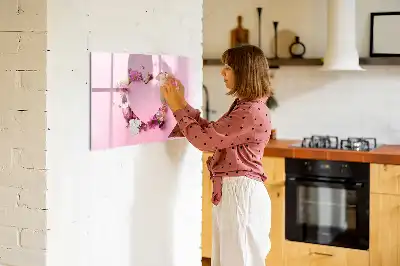 Magnetisk tegnetavle motiv med hjerte af blomster