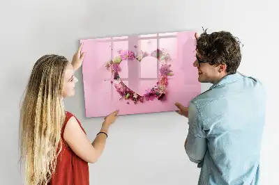 Magnetisk tegnetavle motiv med hjerte af blomster