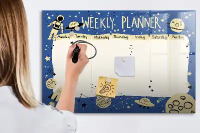 Kosmisk ugeplanner magnetisk tavle til at tegne på