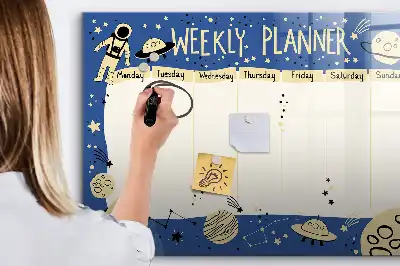 Kosmisk ugeplanner magnetisk tavle til at tegne på