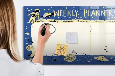Kosmisk ugeplanner magnetisk tavle til at tegne på