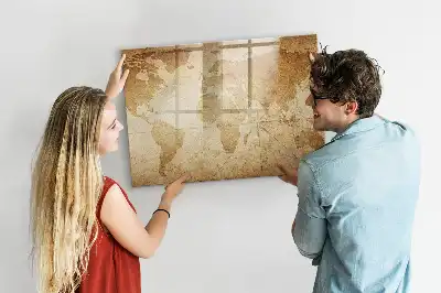 Magnetisk skrivetavle med vintage verdenskort