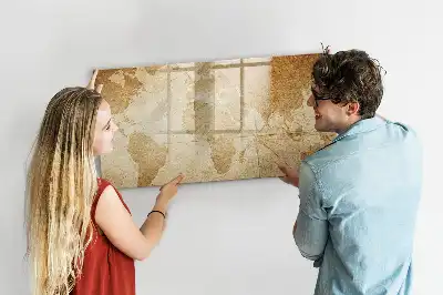 Magnetisk skrivetavle med vintage verdenskort