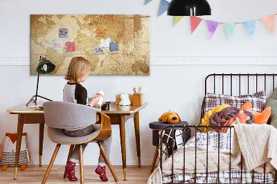 Magnetisk skrivetavle med vintage verdenskort