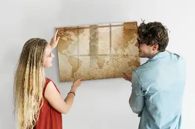 Magnetisk skrivetavle med vintage verdenskort