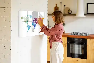 Akvarelverdenskort magnetisk skrivetavle