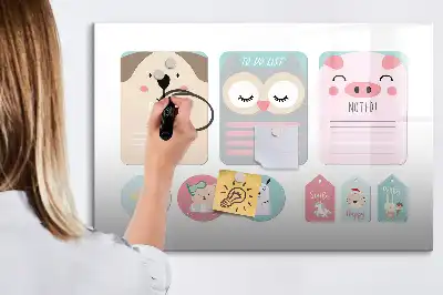 Magnetisk tegnetavle med motiv af glade dyr