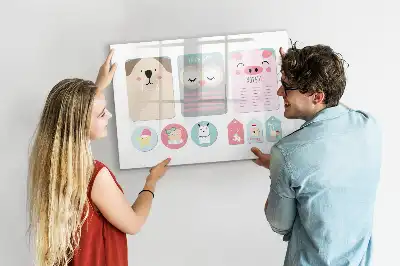 Magnetisk tegnetavle med motiv af glade dyr