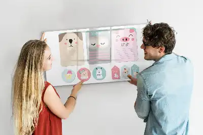 Magnetisk tegnetavle med motiv af glade dyr