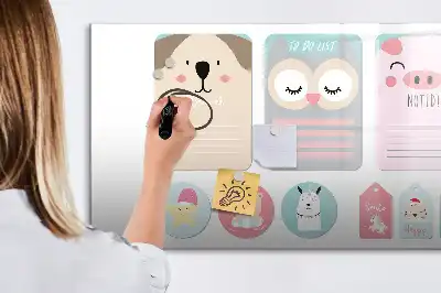 Magnetisk tegnetavle med motiv af glade dyr
